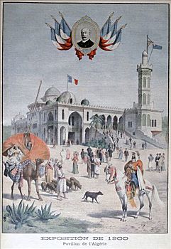 阿尔及利亚人,亭子,展示,19世纪,巴黎,艺术家,未知
