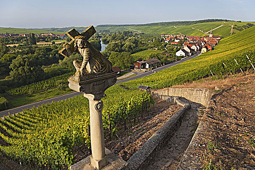 雕塑,交叉,靠近,乡村,环,弗兰克尼亚,巴伐利亚,德国南部,德国