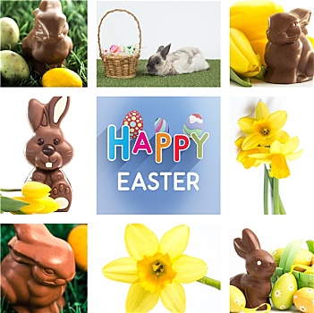 合成效果,图像,巧克力兔,小,复活节彩蛋