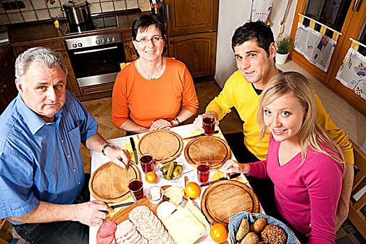 家庭,成年,面包,冷盘,奶酪