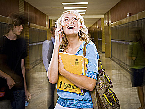高中女生,学校,手机