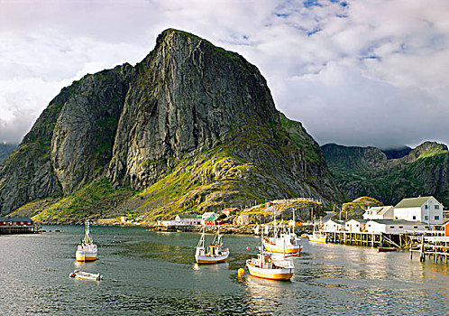 港口,哈姆诺伊,罗弗敦群岛,挪威,斯堪的纳维亚,欧洲
