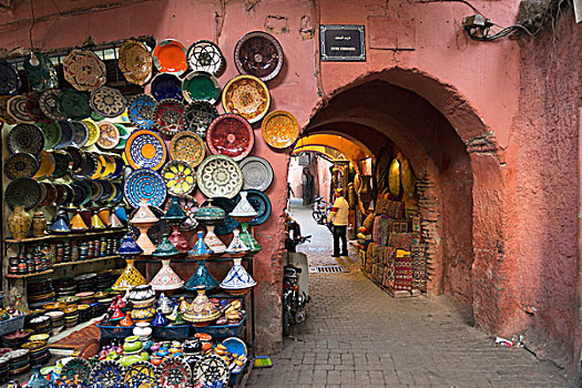 陶瓷,出售,露天市场,麦地那,马拉喀什,摩洛哥