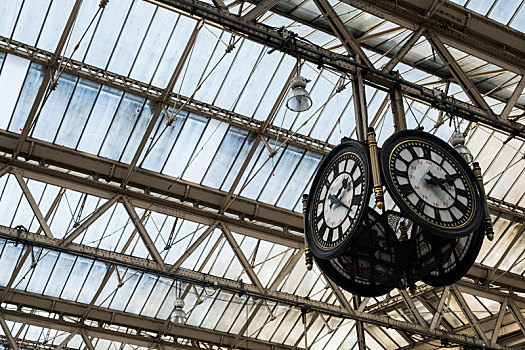 钟表,火车站,离开,大厅