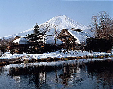 山,反射,湖,富士山,日本