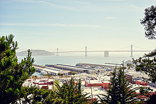 海湾大桥,电报,山,旧金山,加利福尼亚,美国