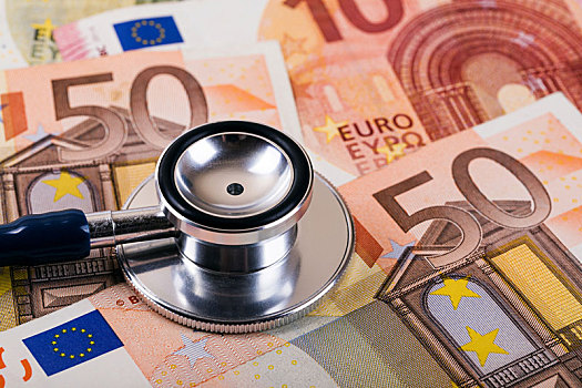 卫生保健,费用,保险,概念,听诊器,欧元,钱