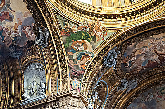 教堂,教会,美好,天花板,绘画,罗马,意大利