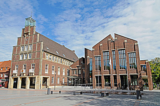 市政厅,城镇广场,明斯特地区,北莱茵威斯特伐利亚,德国,欧洲