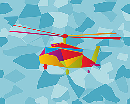 彩色玻璃,直升飞机