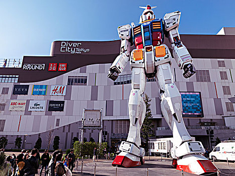 巨大,机器人,雕塑,正面,城市,台场,东京,日本,亚洲