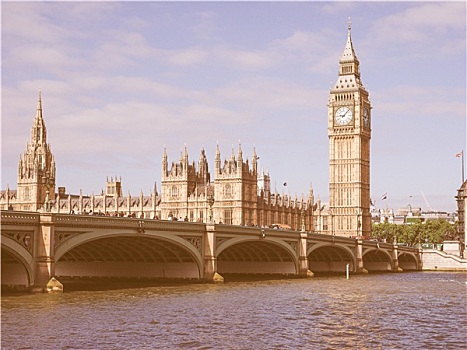 复古,看,议会大厦,伦敦