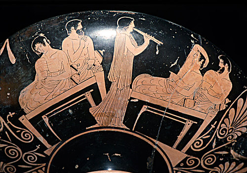 希腊人,花瓶,描绘,酒席,墓地,别墅,罗马,6世纪,世纪