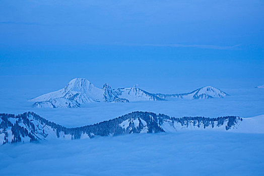 山,东方,冬天,巴伐利亚阿尔卑斯山,巴伐利亚,德国