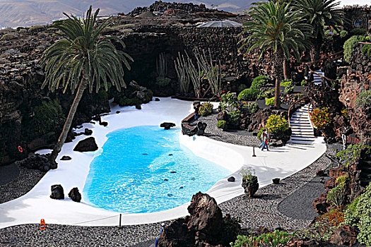 水池,水,设计,兰索罗特岛,加纳利群岛,西班牙,欧洲