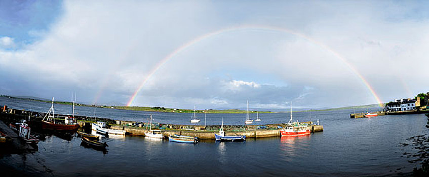 彩虹,上方,港口,爱尔兰