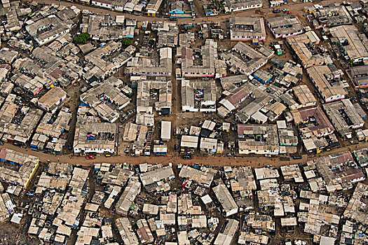 贫民窟,近郊,阿克拉,加纳,航拍