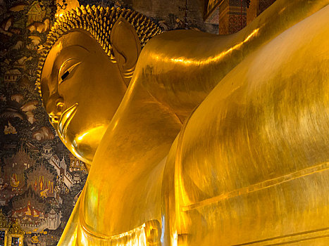 金色,卧佛,寺院,曼谷,泰国,亚洲