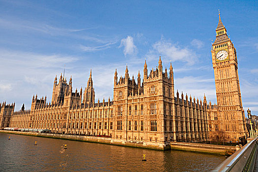 英格兰,伦敦,议会大厦,威斯敏斯特宫,早春,早晨