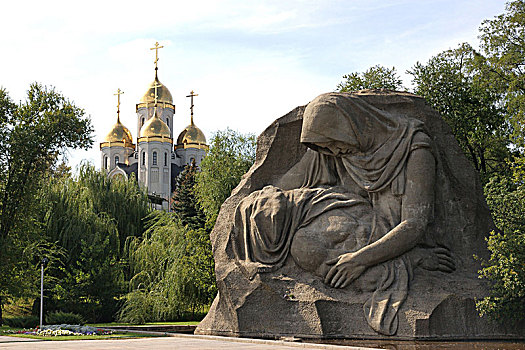 俄罗斯,山,纪念,战斗,斯大林格勒,九月,二月,雕塑,纪念建筑,悲伤,母亲,记忆,大教堂