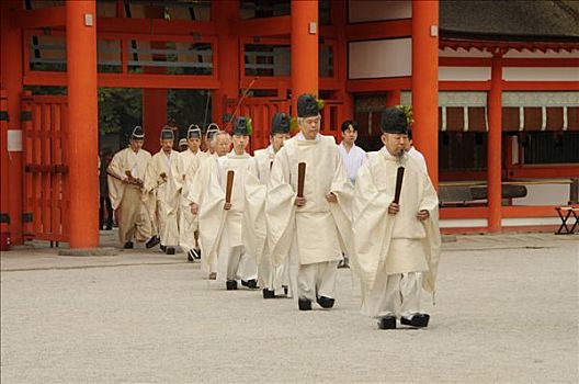 牧师,进入,仪式,弓箭,节日,京都,日本,亚洲