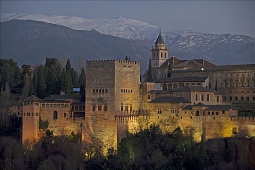 阿尔罕布拉,红色,城堡,棱堡,摩尔风格,人,安达卢西亚,格拉纳达,西班牙