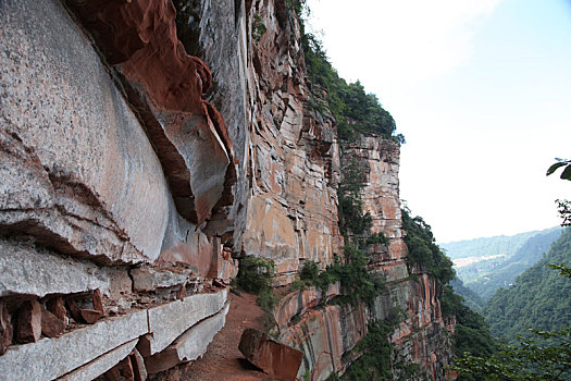 重庆江津,四面山土地岩赤壁丹霞