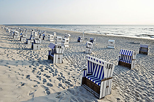 沙滩椅,海滩,清单,石荷州,德国,欧洲
