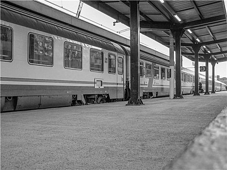 黑白,列车,车站