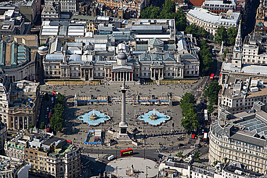 特拉法尔加广场,伦敦,航拍,方图,展示,纳尔逊纪念柱,国家美术馆