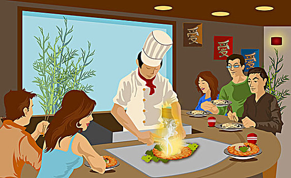 厨师,烹调,日本料理,餐馆