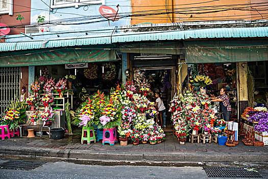 花商,花市,曼谷,泰国,亚洲