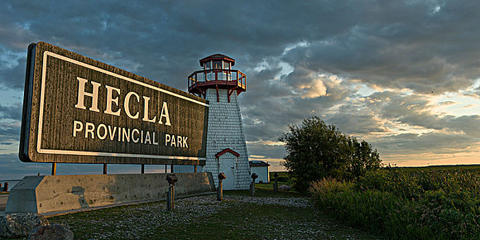 风景,灯塔,阴天,省立公园,曼尼托巴,加拿大
