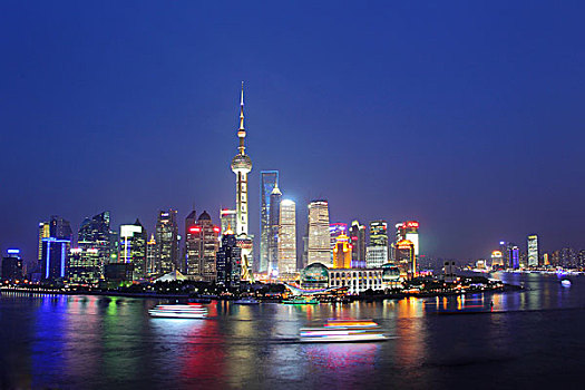 外滩,陆家嘴,上海现代建筑群夜景