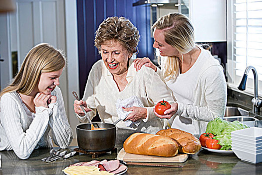 祖母,家庭,烹调,厨房