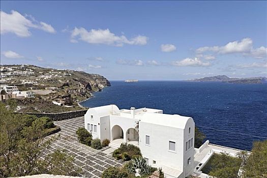别墅,海岸,锡拉岛,希腊