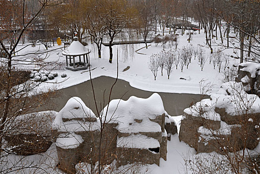 河北省石家庄市公园雪景