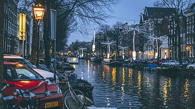 艺术,安装,上方,运河,阿姆斯特丹