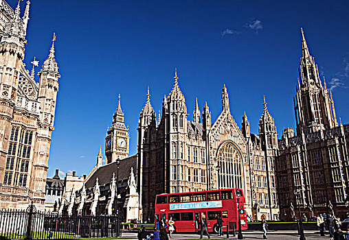 英格兰,伦敦,威斯敏斯特,红色,双层巴士,旅行,过去,议会大厦