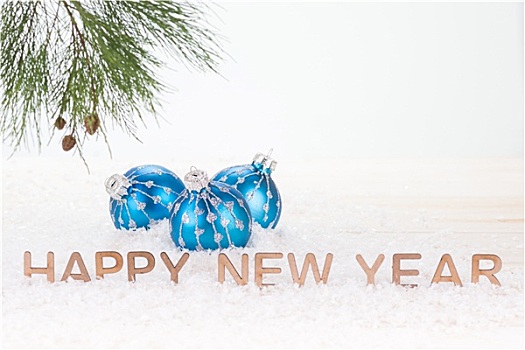蓝色,圣诞节饰物,新年快乐