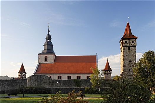 教堂,城堡,弗兰克尼亚,巴伐利亚,德国