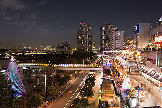 夜景,平台,东京,海滩