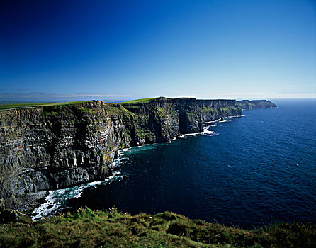 俯拍,悬崖,远眺,海洋,莫赫悬崖,克雷尔县,爱尔兰