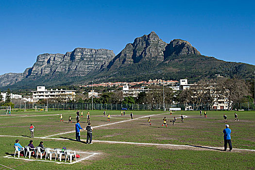 足球场,足球俱乐部,桌山,背影,开普敦,南非,非洲
