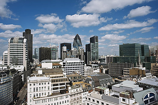 俯视,金融区,伦敦,英格兰