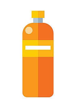 橙色,塑料瓶,标签,插画,瓶子,矿泉水,象征,零售店,简单,绘画,隔绝,矢量,白色背景,背景