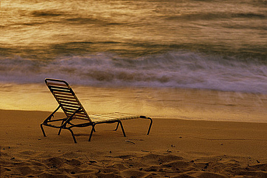 休闲椅,海滩,考艾岛,夏威夷,美国