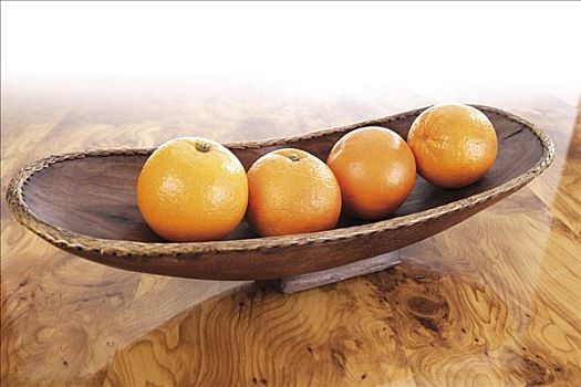橘子,木碗