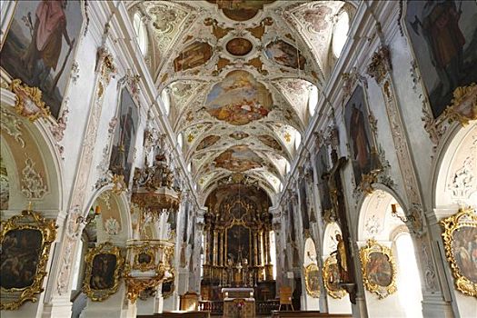 内景,教区教堂,上巴伐利亚,巴伐利亚,德国,欧洲