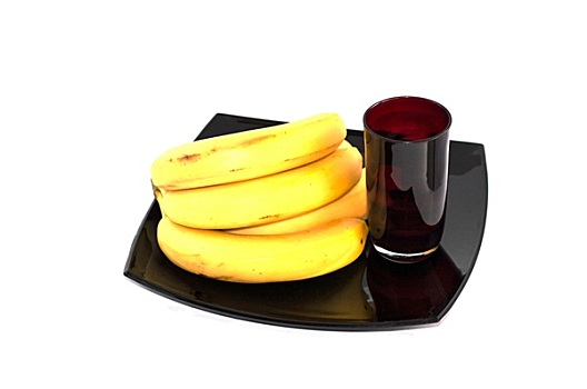 香蕉,黑色,盘子,玻璃